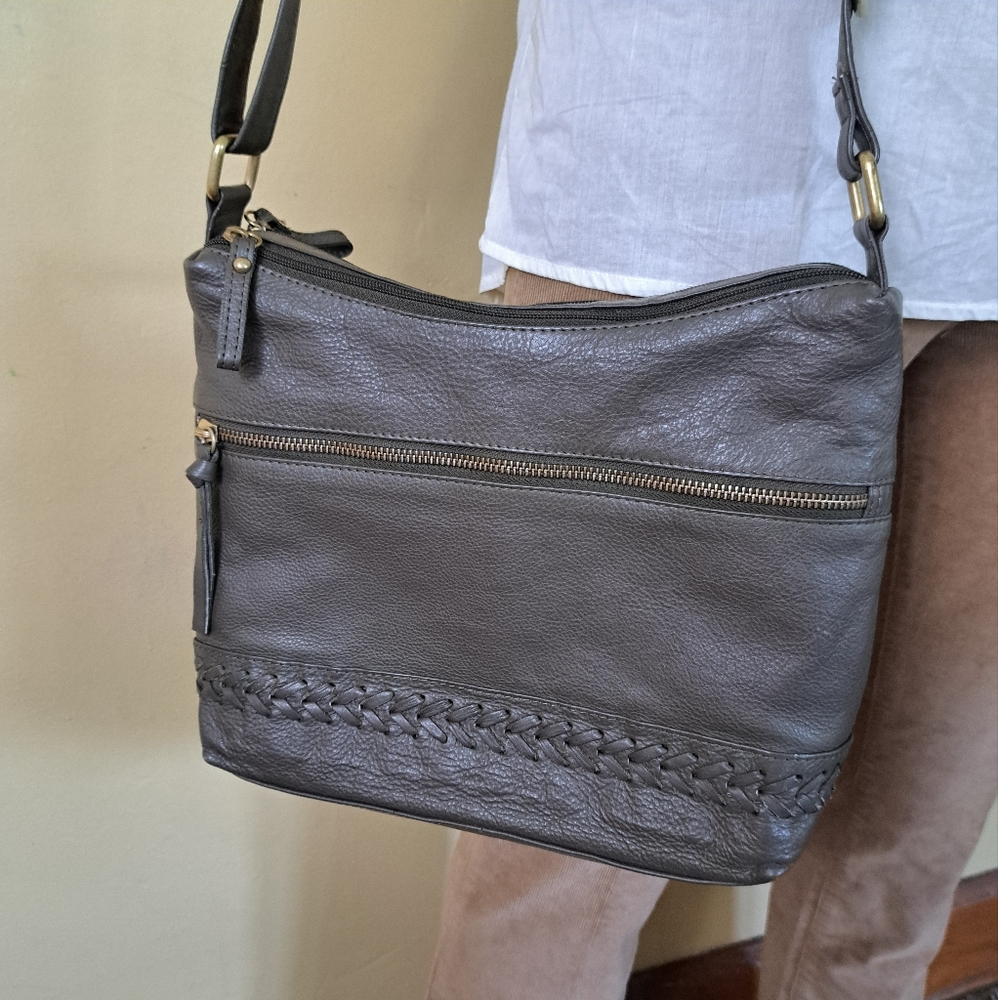 Great American Leatherworks Olive Green Adjustable Crossbody Purse